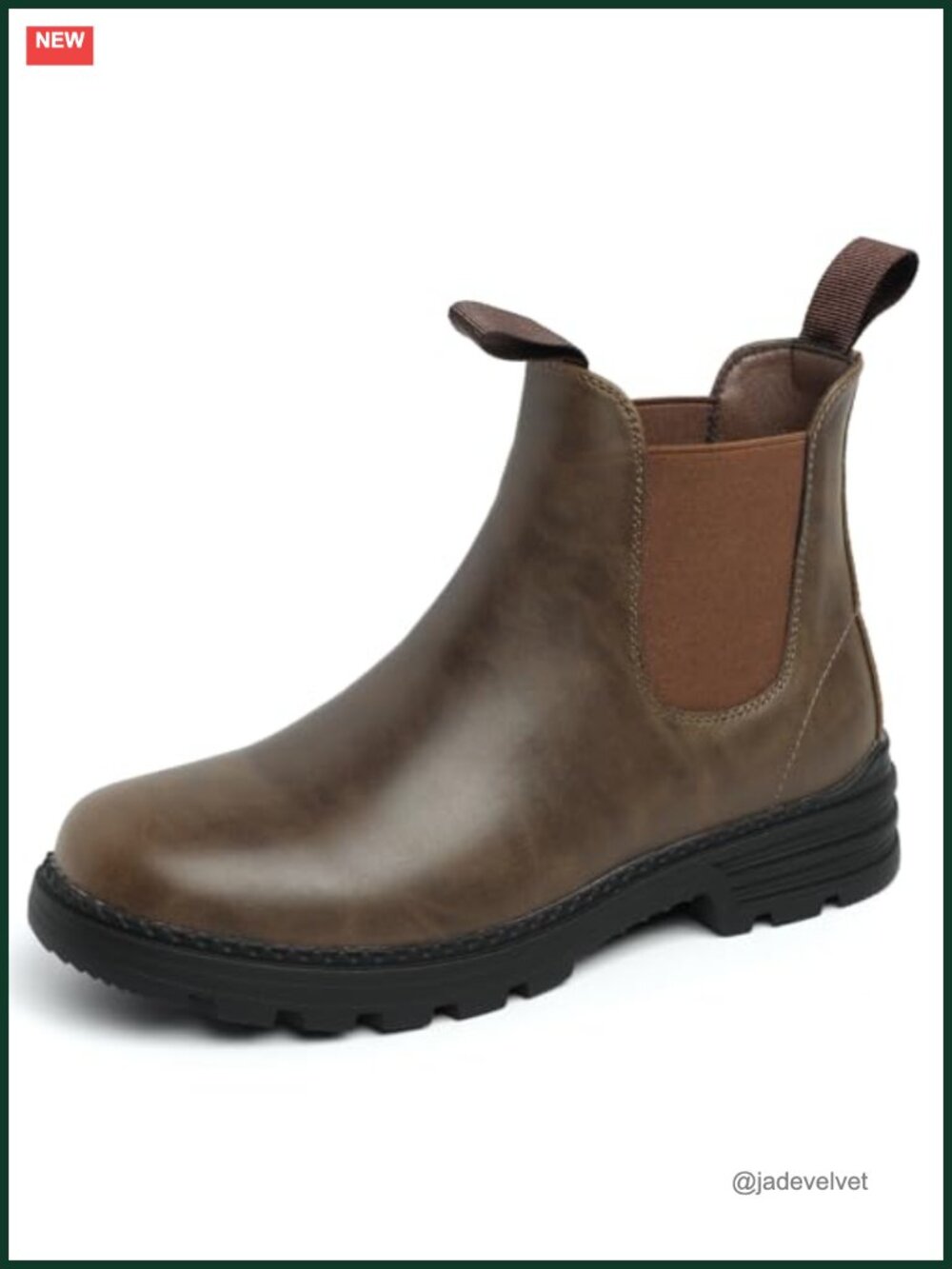 Faux Leather Chelsea Ankle Boots for Women Waterproof Slip-On Hiking
